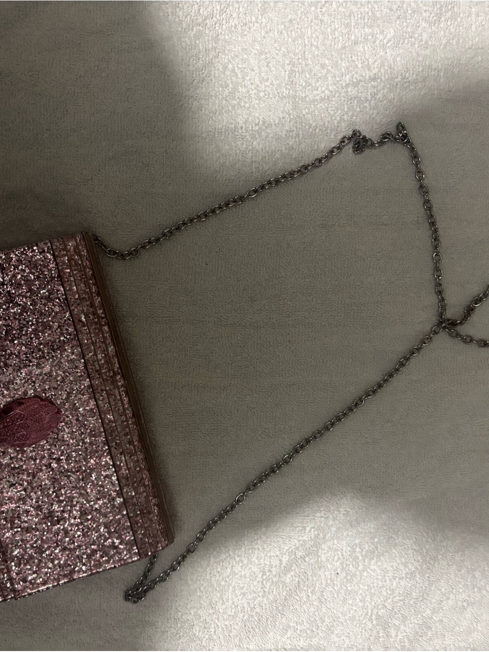 Karl Lagerfeld Glitter Pink Chain Crossbody Bag